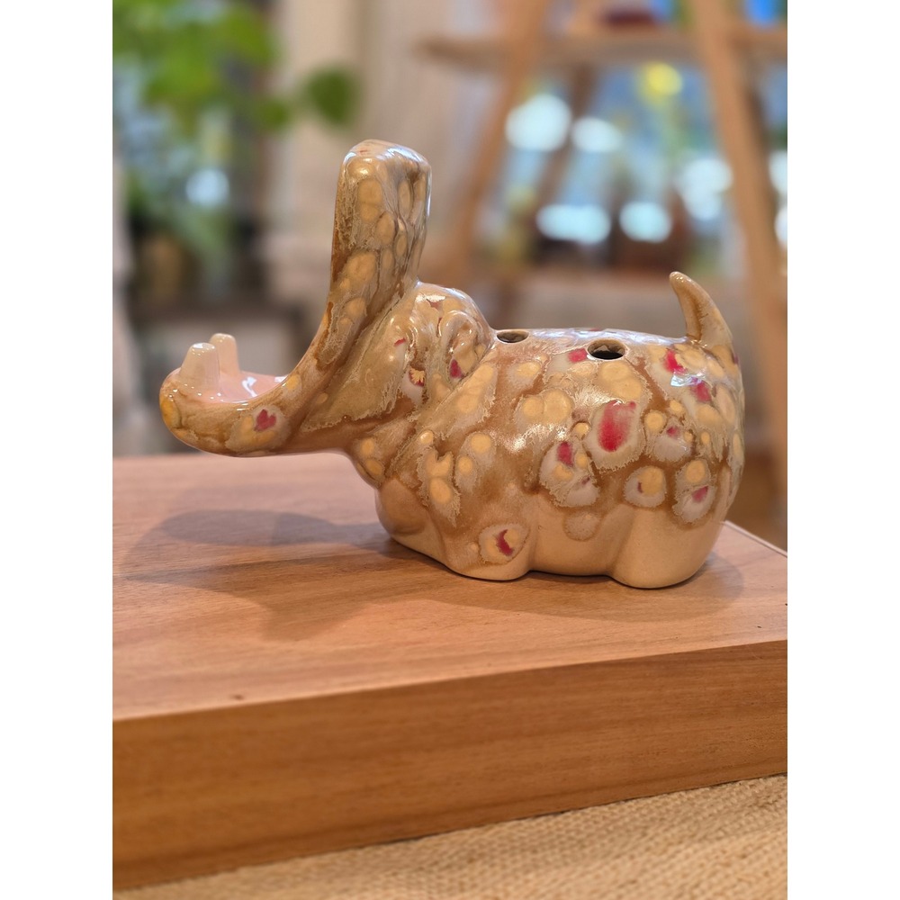 Vintage 1970s Ceramic House Hippo Toothbrush Holder Pen Caddy Sponge Rest MCM